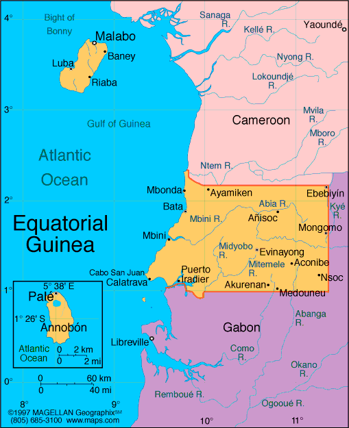 politisch karte von aquatorialguinea